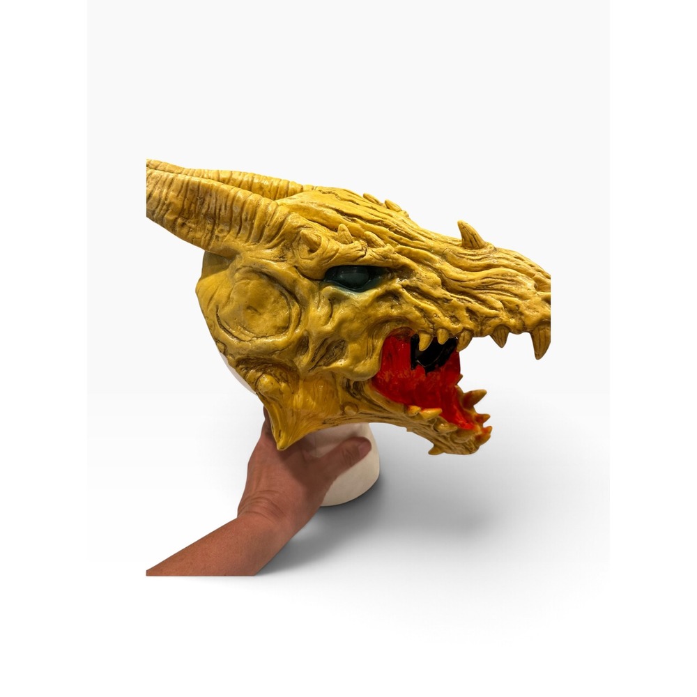 Yellow Dragon Skull Mask Horned Fantasy Cosplay Halloween Costume Accessory